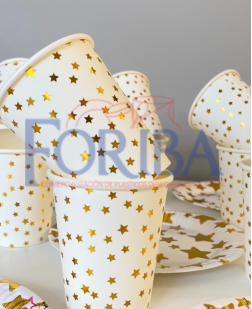 Vaso Carton Blanco Estrellas 