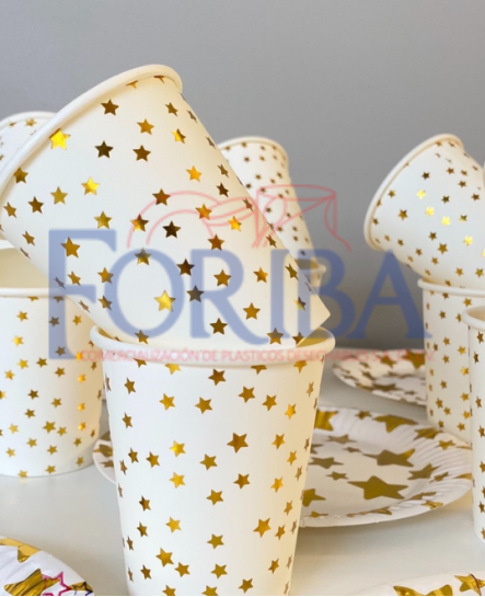 Vaso Carton Blanco Estrellas 