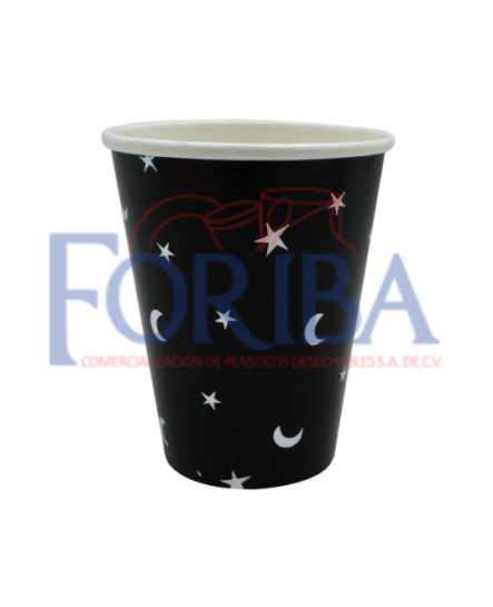 Vaso Carton Negro Estrellas 