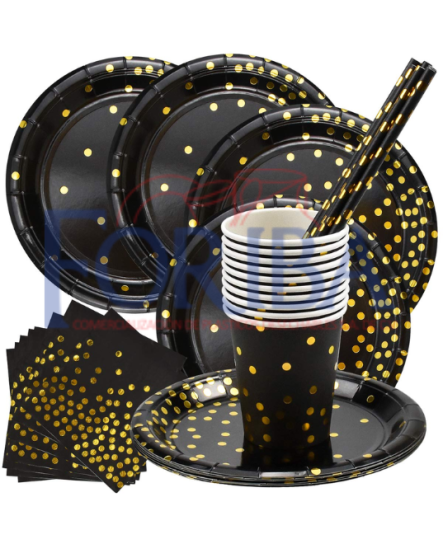 Vaso Carton Negro Estrellas 