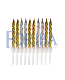 Vela Espiral Plata y Dorado