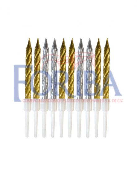 Vela Espiral Plata y Dorado