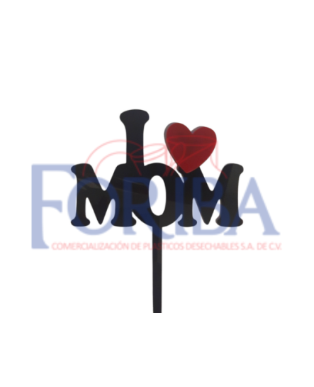 Deco Acril I Love Mom Negro