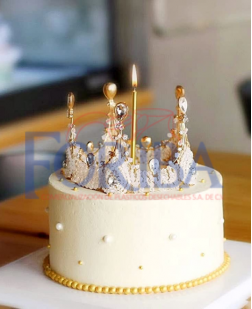 Decoración Pastel Metal Corona 