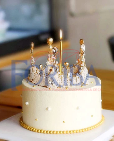 Decoración Pastel Metal Corona 